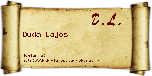 Duda Lajos névjegykártya